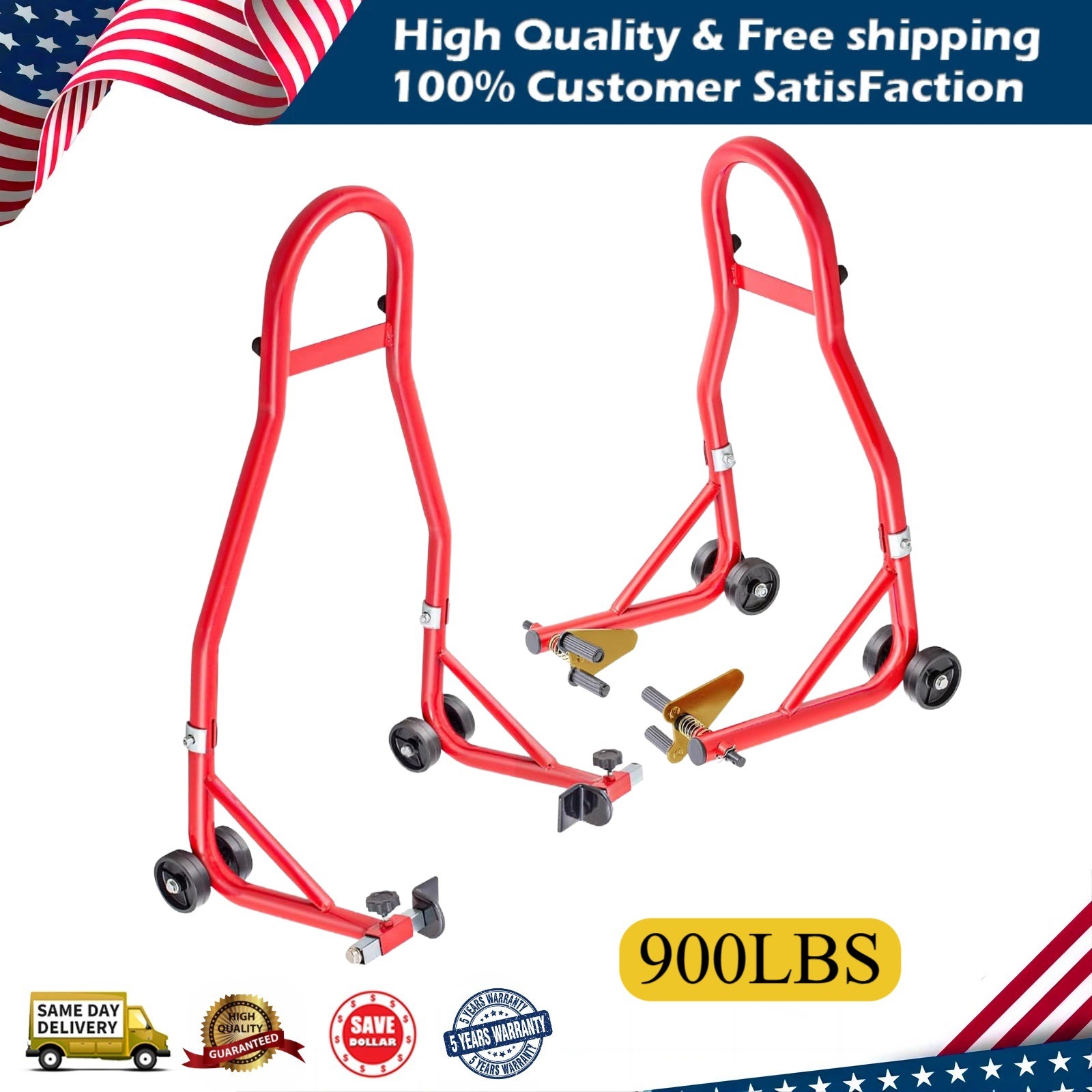 900lbs Motorcycle Front Rear Combo Stand Lift Swingarm Spool Paddock Stand Set