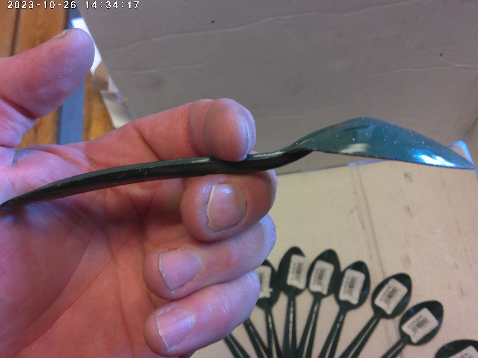 1990's Vintage Enamelware spoon (Pack of 10) Green 6" long