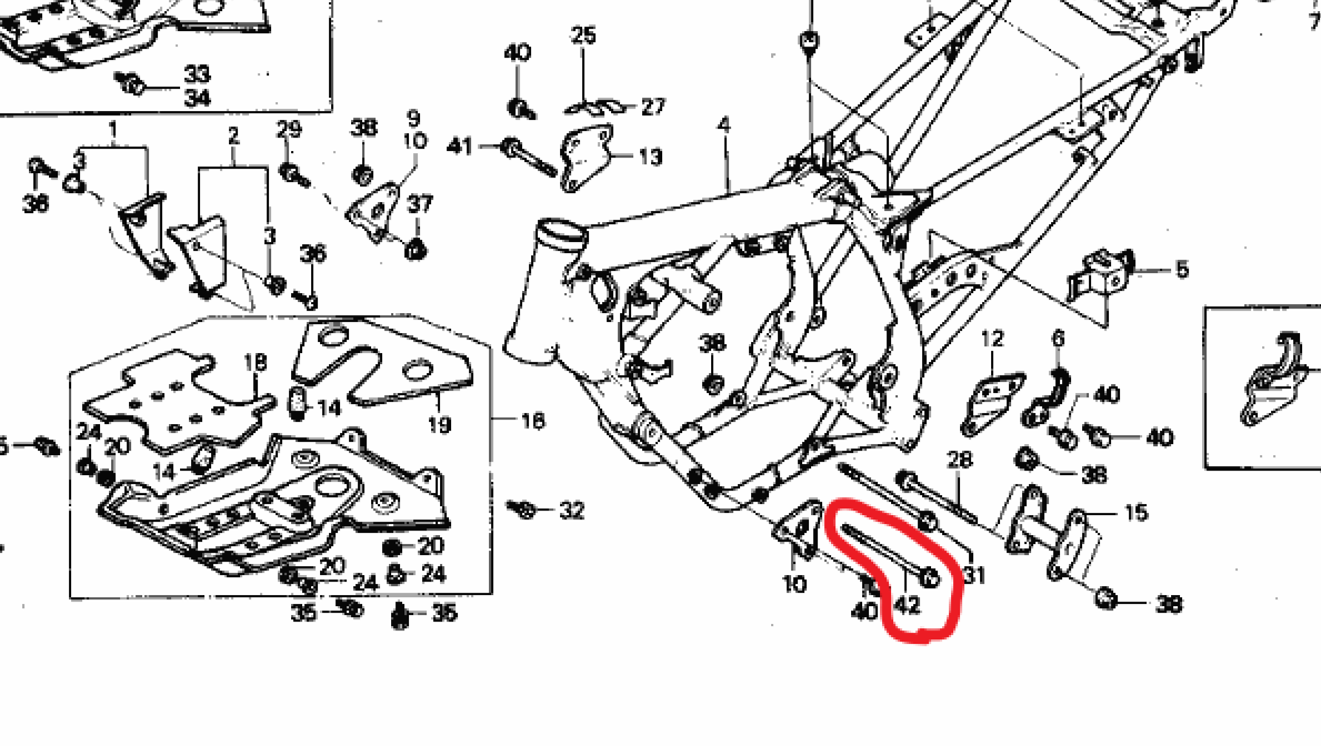 HONDA ATC250R TRX250R ATC TRX 250R ENGINE MOUNTING BOLT 10x140, 96400-10140-00