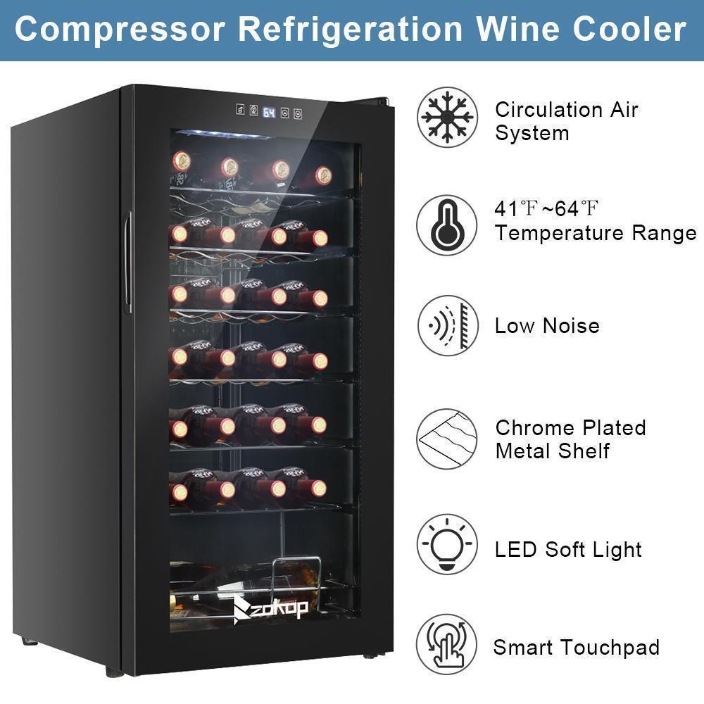 Electric 28 Bottles 80L Wine Fridge Bar Cooler Cabinet Refrigerator LED Digital