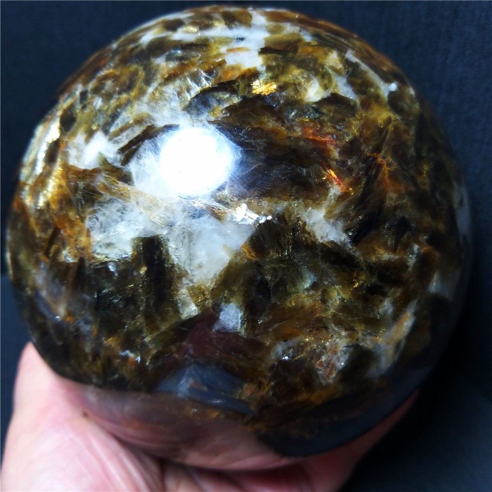 RARE 3200G Natural Brown Tourmaline Unicorn Gem Mica Symbiotic Stone Ball AC1013