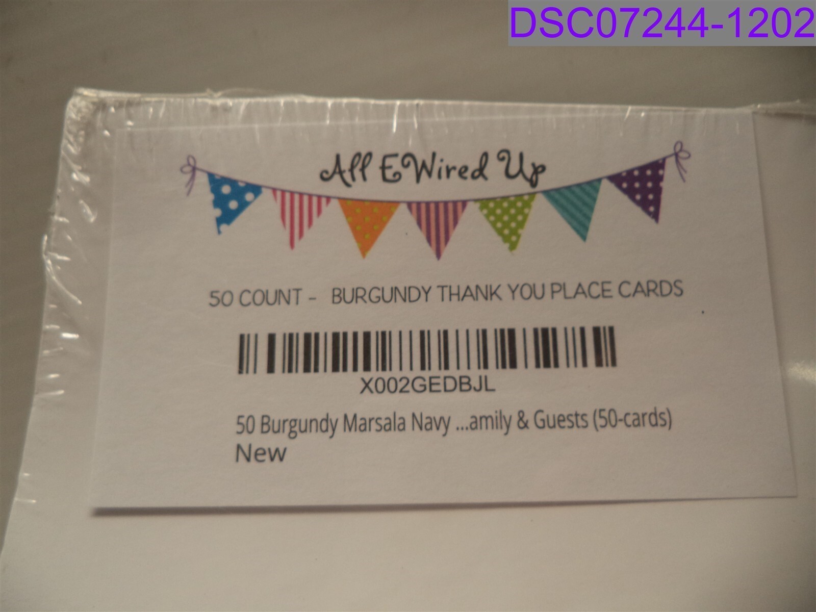 50 Pack All eWired Up Burgundy Marsala Navy Thank You Place Cards