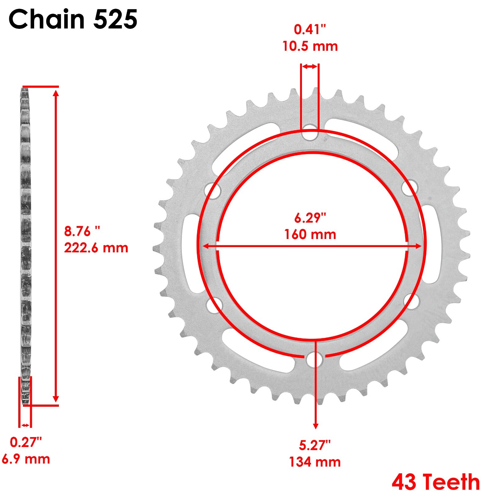 Red Drive Chain And Sprocket Kit for Honda CBR600RR 2003-2006 525-Chain