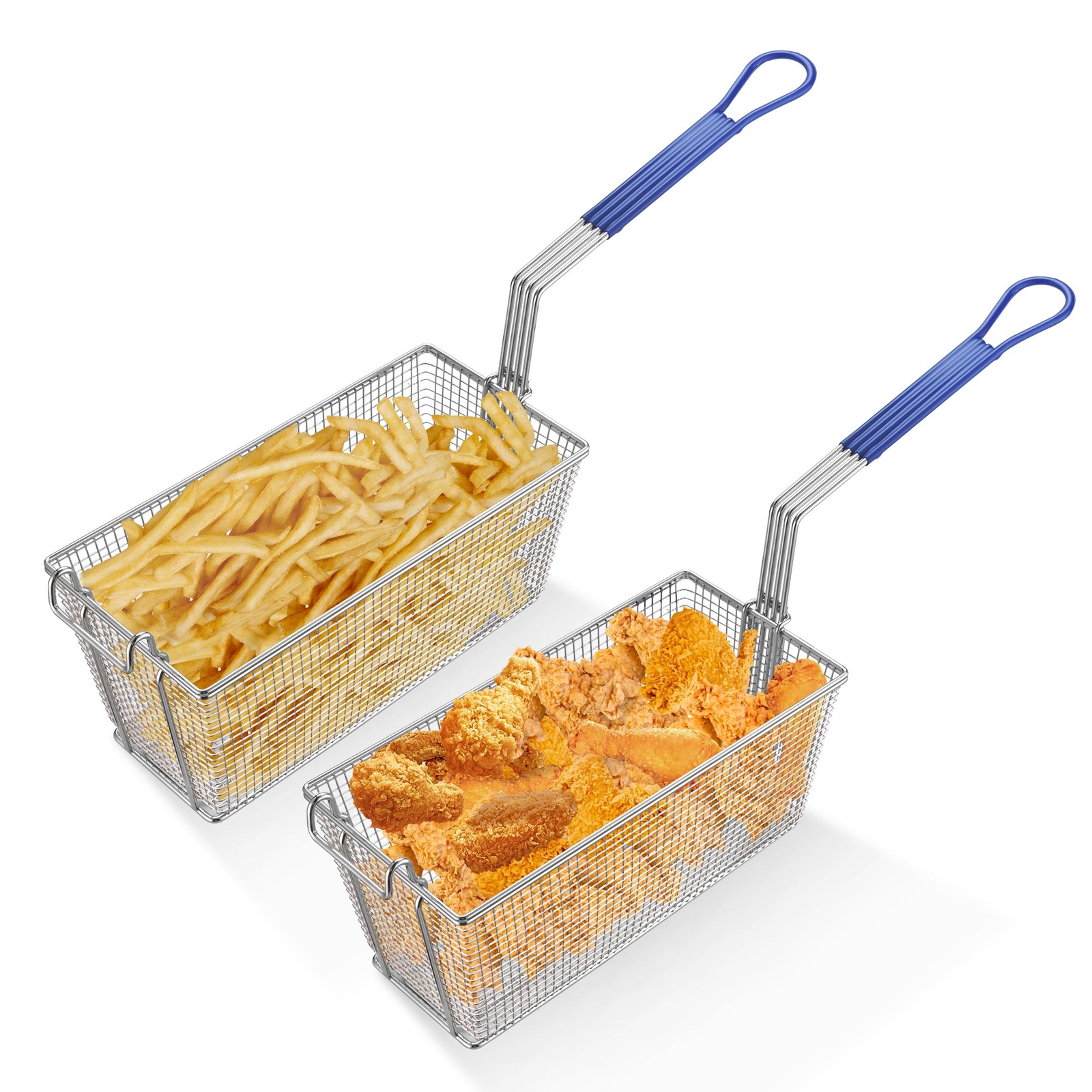 WeChef 2Pcs Deep Fryer Baskets w/ Non-slip Handle for Commercial Restaurant