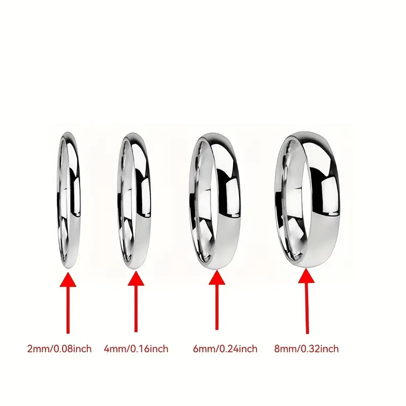 Tungsten Carbide Silver Polished Plain Wedding Band Ring 2mm 3mm 4mm 6mm 8mm 10m