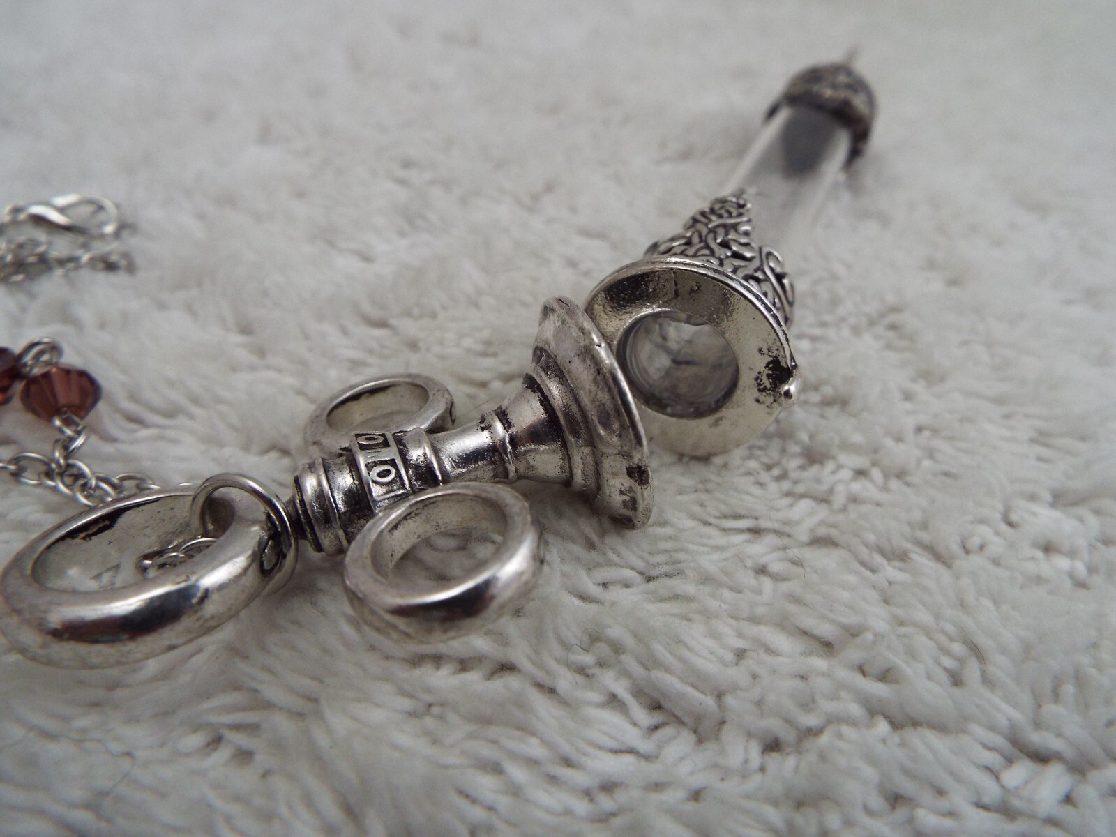 Glass Vintage-Style Syringe Needle Pendant Locket Nurse Necklace (K35)