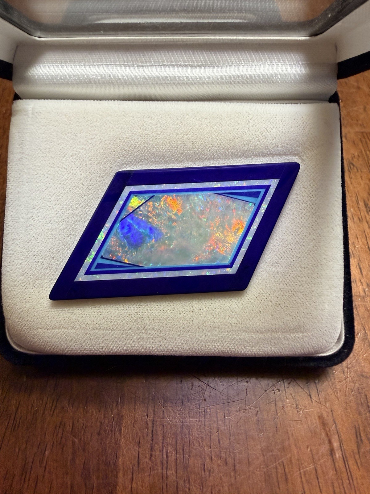 Jim Kaufmann Lapis Lazuli Opal Turquoise Intarsia 46.34ct Signed H62 Lapidary