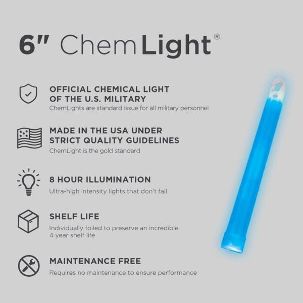 Cyalume 6" Tactical ChemLight - BLUE, 8 Hour (10 Pack)