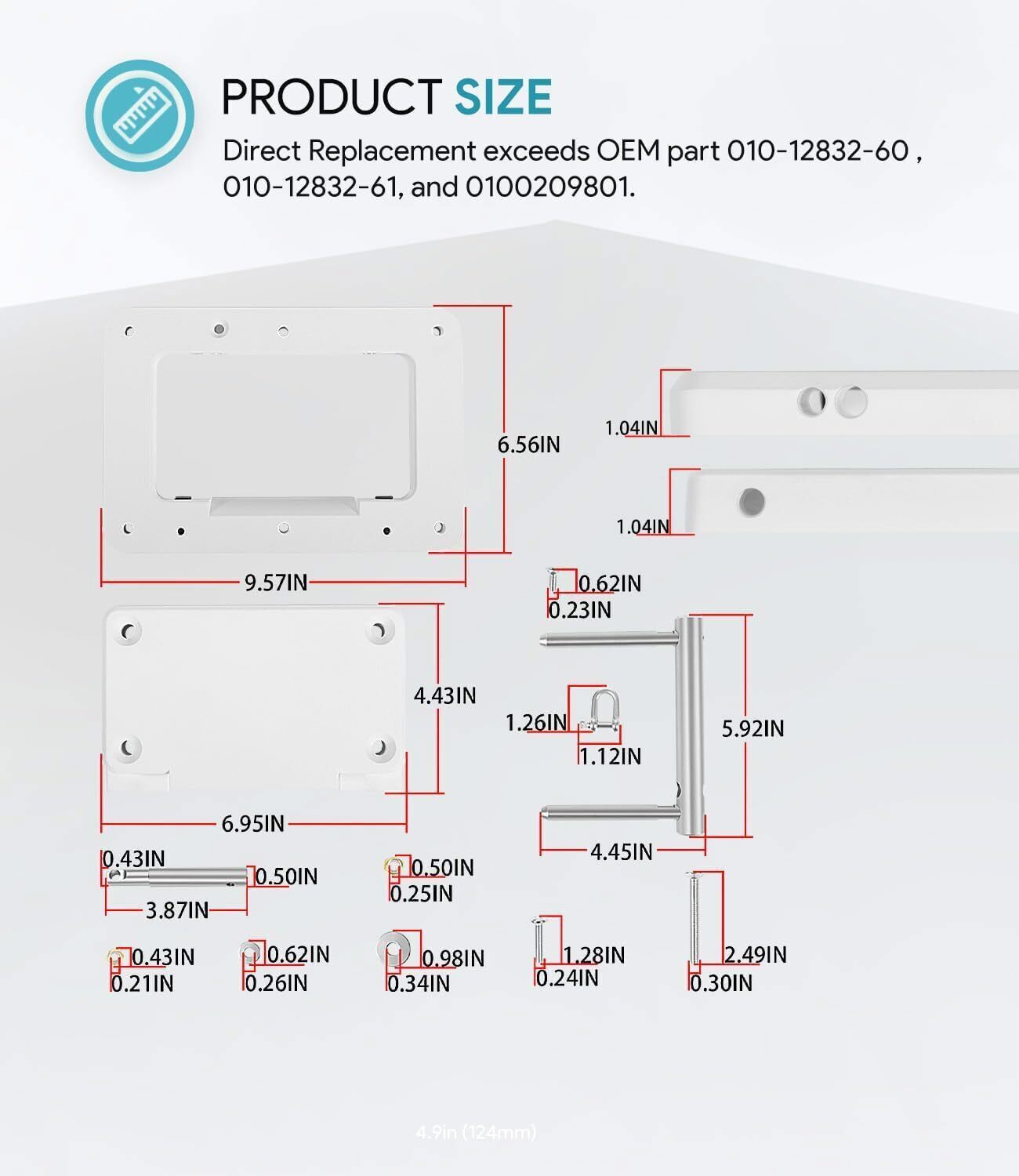 For Garmin 010-12832-61 Quick Release Plate System White 010-12832-60