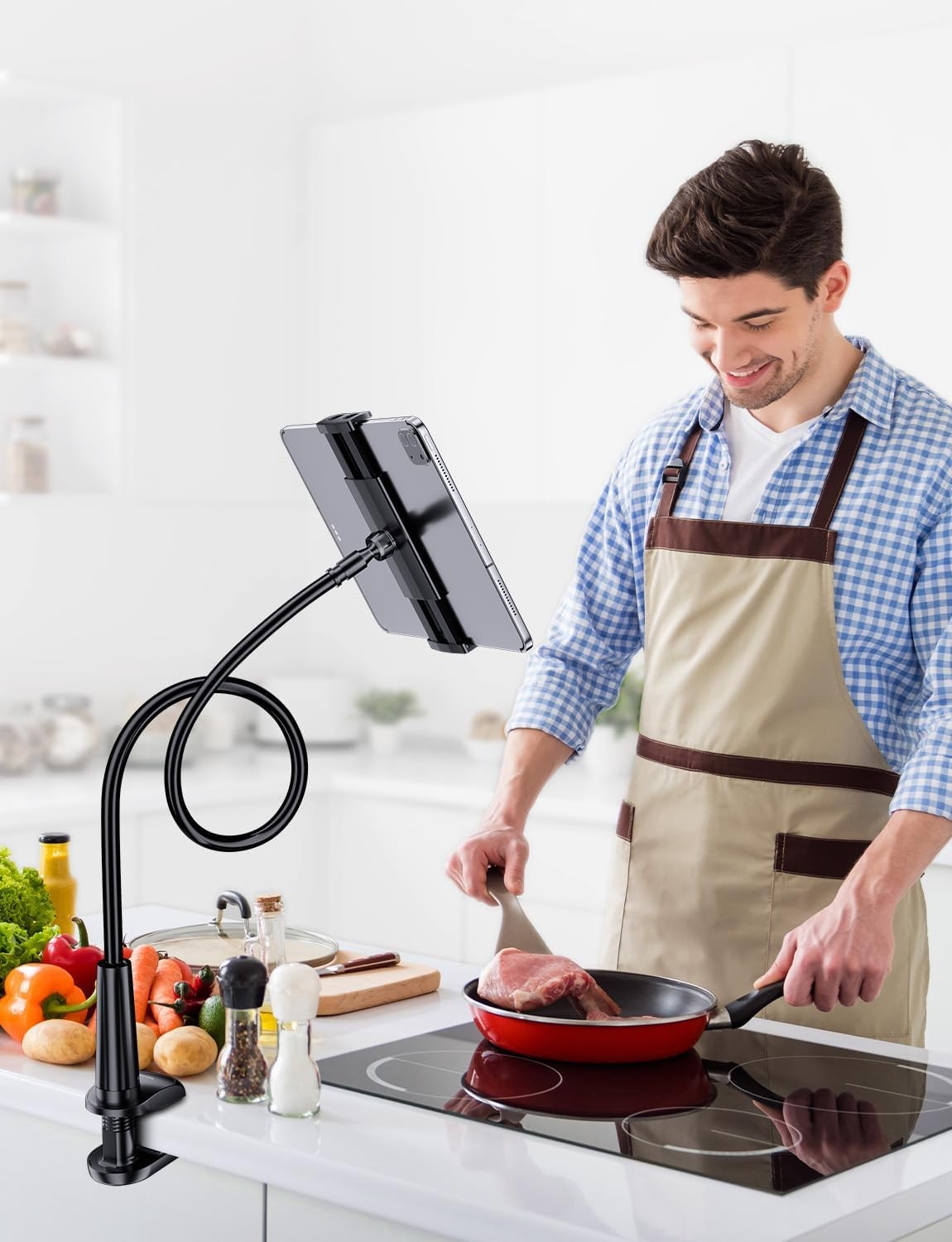 Gooseneck Tablet Holder Stand for Bed Adjustable Flexible Arm Tablets Mount