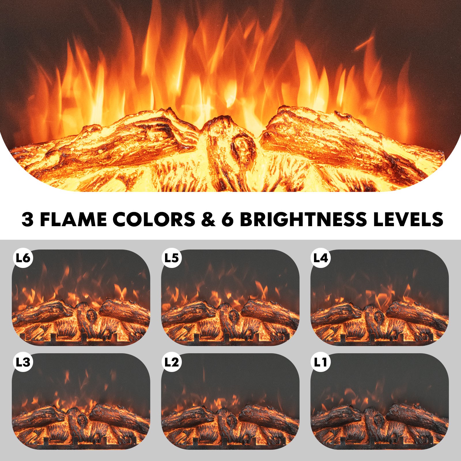 Costway 26" Recessed Electric Fireplace heater W/ Remote Control 750W/1500W