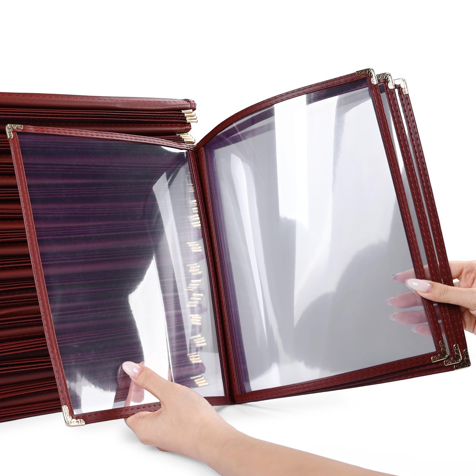 WeChef 30 Pack Menu Covers 8.5 x 11" Book Style 4 Pages 8 Views Restaurant Bar