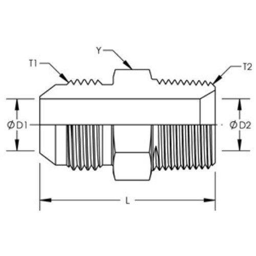 1/2" Male JIC x 1/2" Male NPT Pipe Adapter Zinc Plated Steel 2404-08-08 Qty 1