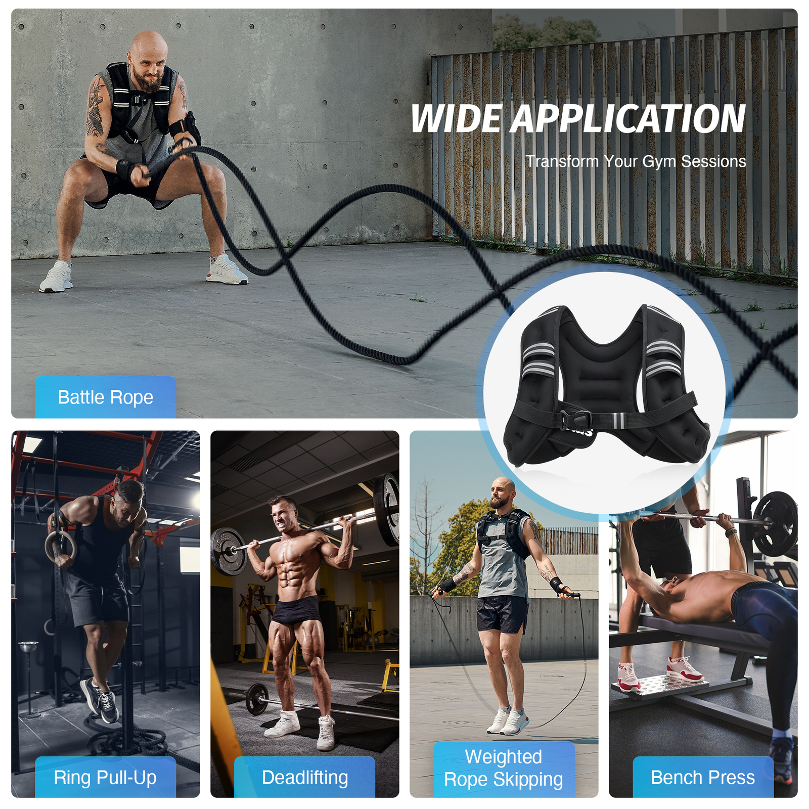 ZELUS Weighted Vest 6lb/8lb/12lb/20lb/25lb/30lb Weight Vest w Reflective Stripe