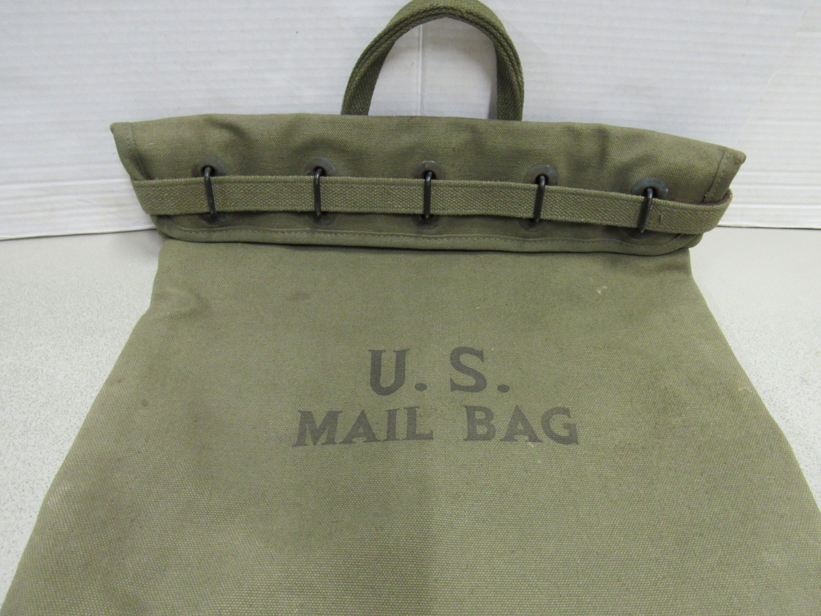Korean War Era US Mail Bag w/ Locking Strap Canvas 1950 Dated Post WW2