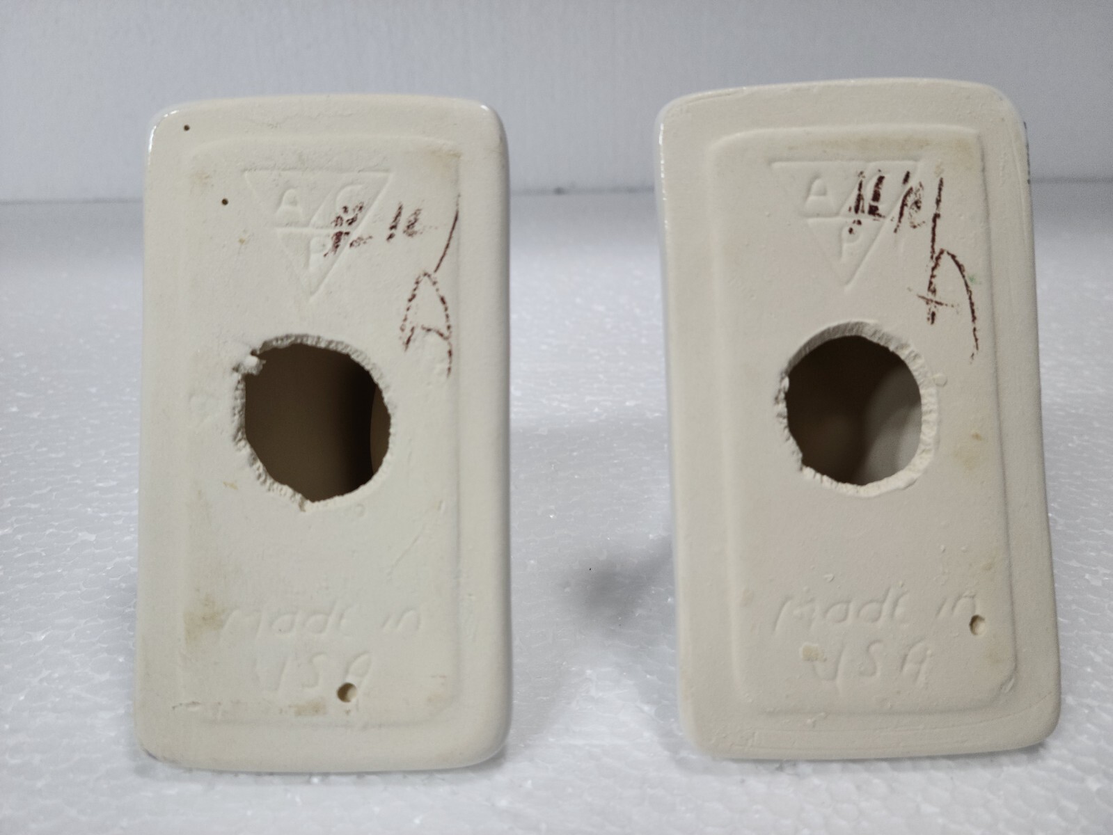 Vintage White Ceramic Towel Bar Rod Rack Post Holders Flat Back Glue over Tile