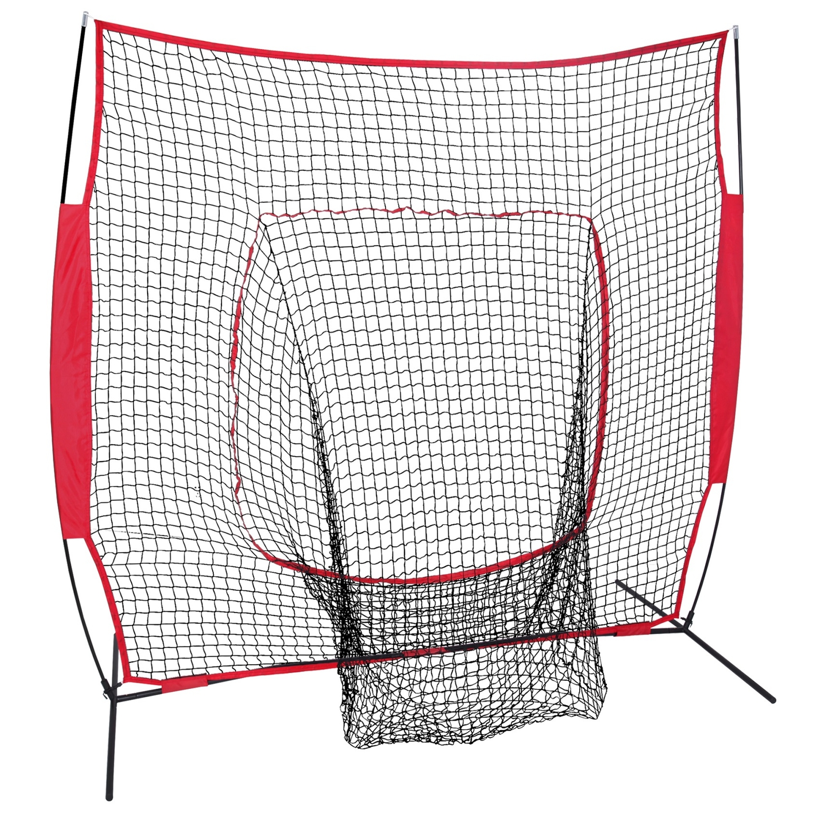 Baseball Softball Teeball 7x7Ft Bow Frame Practice Batting Training Net W Bag