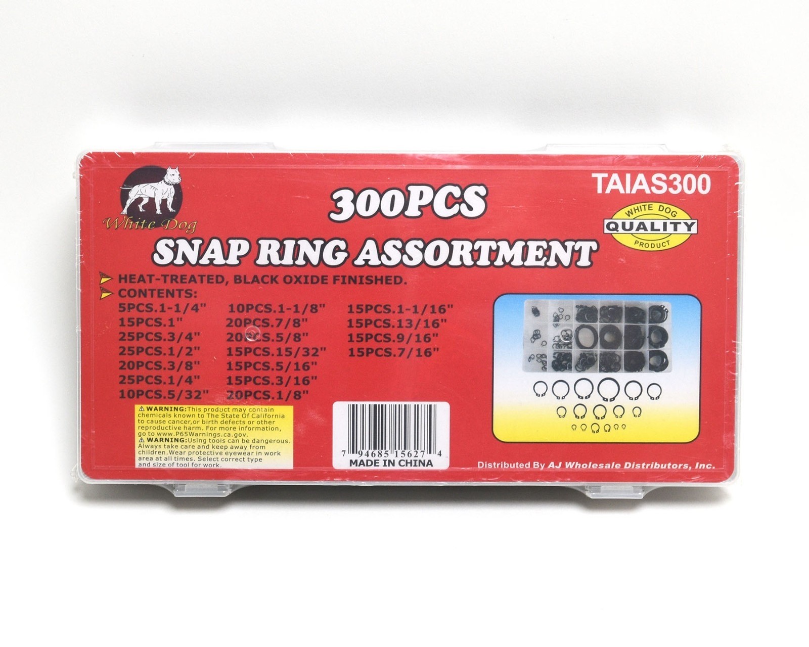300 Snap Ring Assortment Kit Set Circlip 18 C-Clip Internal Retaining Ring Set