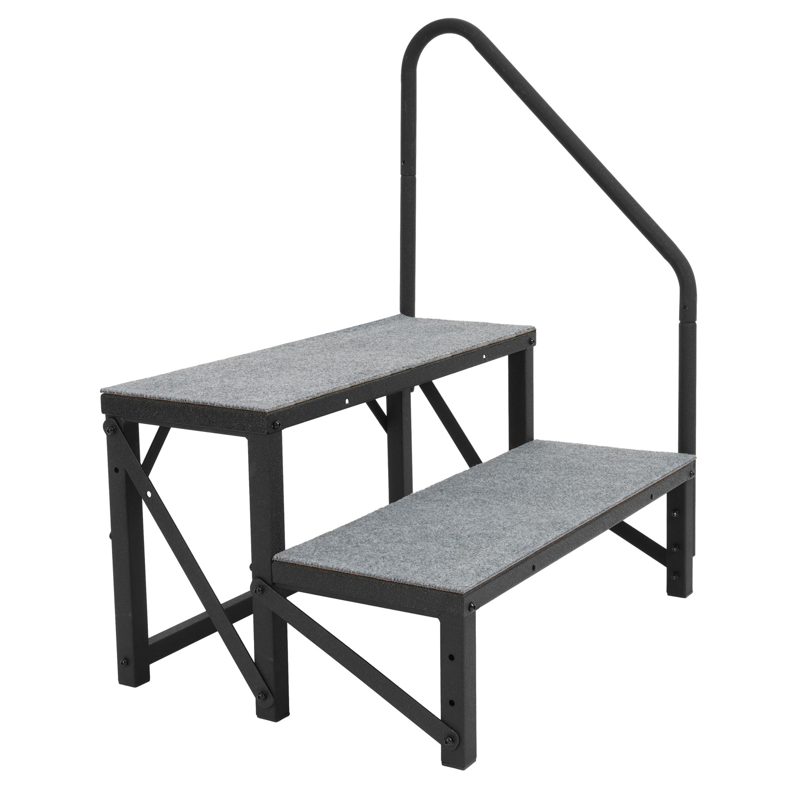 2 Steps Ladder RV Step w/Handrail For Trailer Travel Camper Mobile Home Stairs