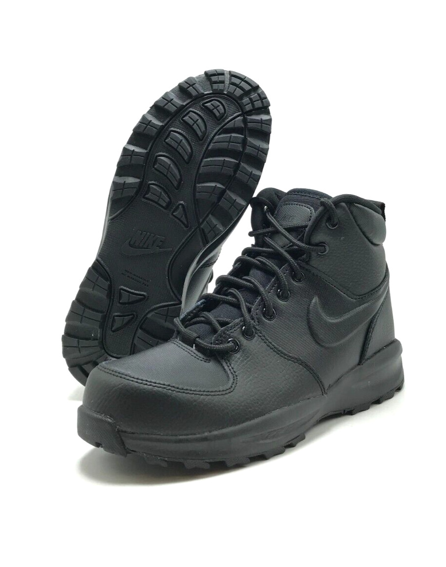 *NEW* Youth Grade-School Nike Manoa J Leather Boots Triple Black (BQ5372 001) 👍