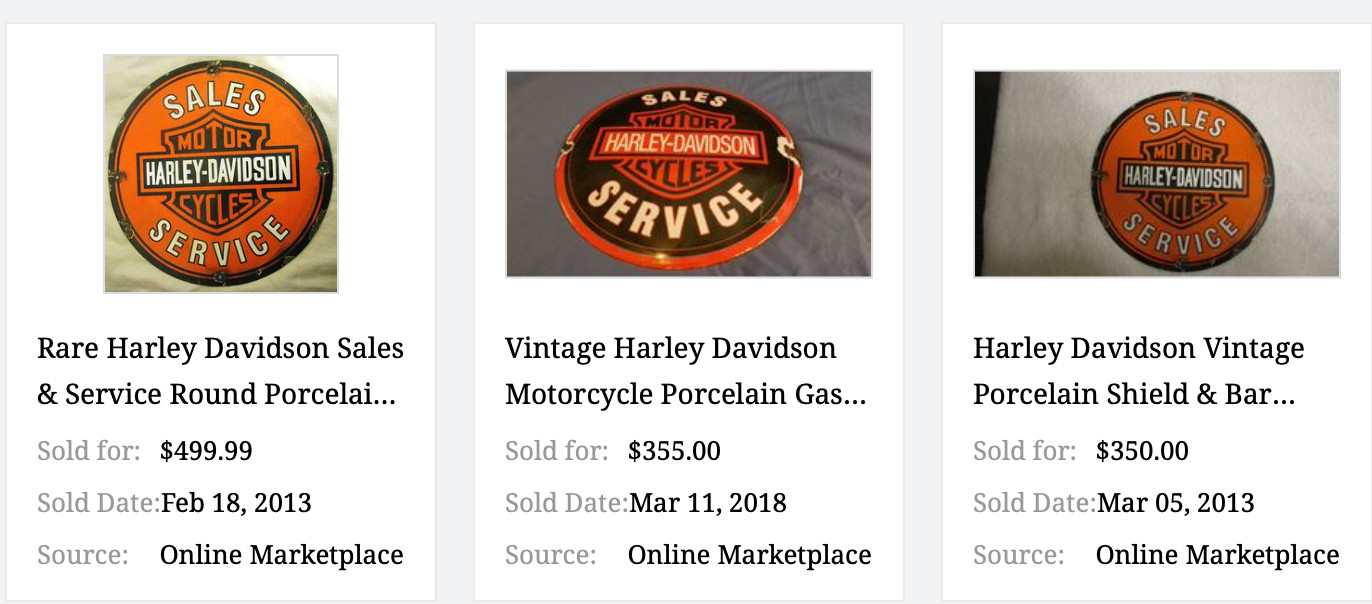 VINTAGE HARLEY DAVIDSON MOTORCYCLE SALES SERVICE DEALER PORCELAIN GASOLINE SIGN!