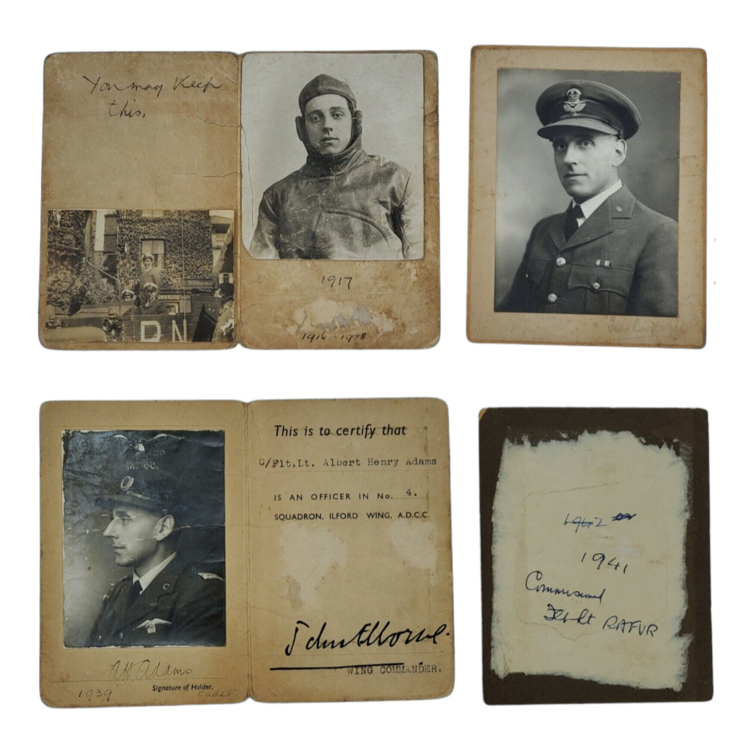 Original WW1 RFC WW2 RAFVR ADCC Officer ID  Photo Group Albert Henry Adams Pilot
