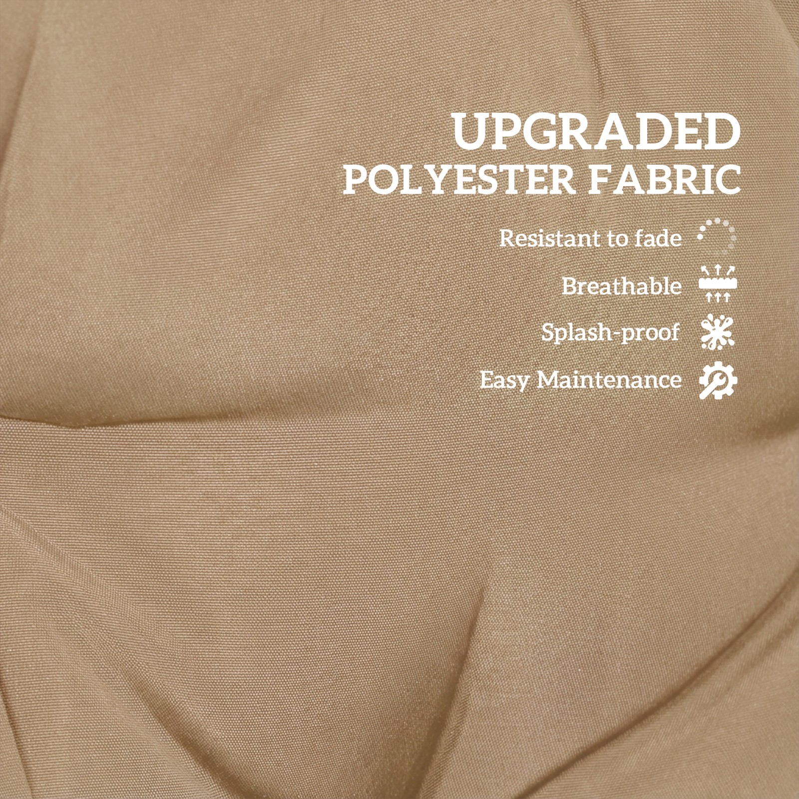 Indoor Outdoor Chair Cushions with Back, Pillows, Ties, for Garden, khaki