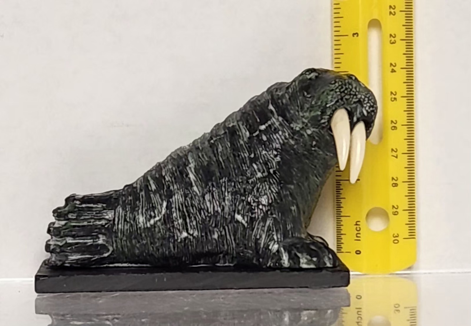 A Wolf Original Mounted Walrus Soapstone Sculpture Hand Made in Canada