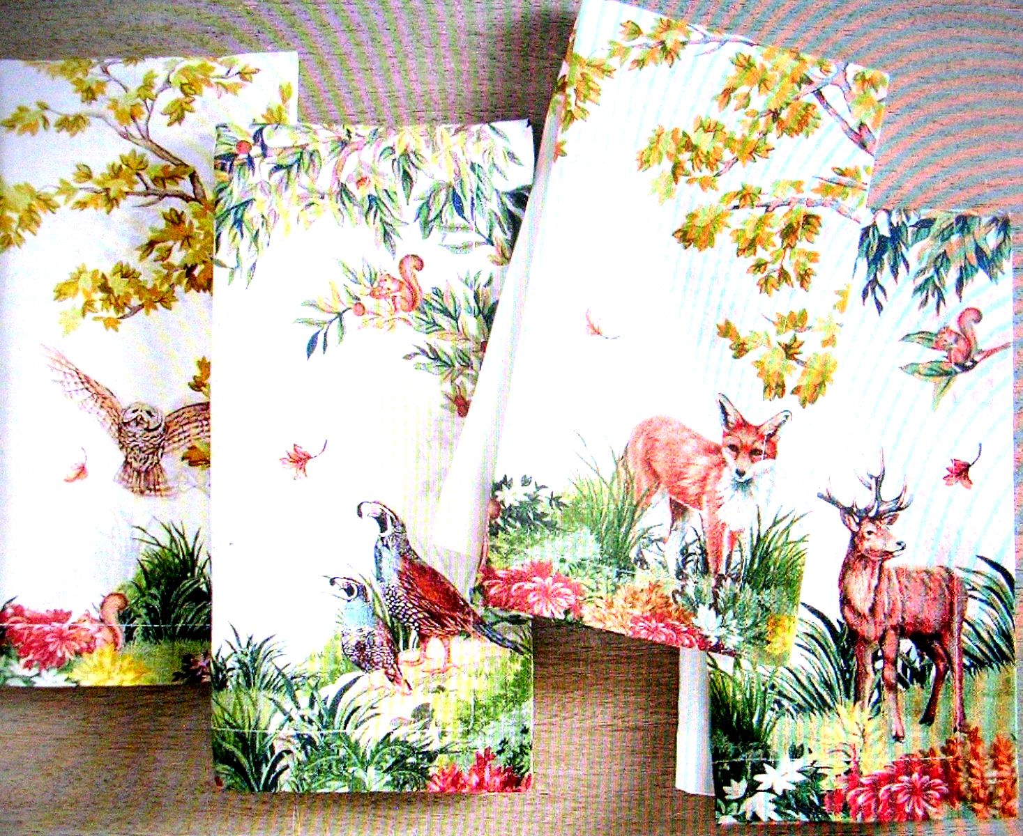 POTTERY BARN FANTASTICAL FOREST NAPKINS SET OF FOUR COTTON & LINEN NEW WITH TAGS