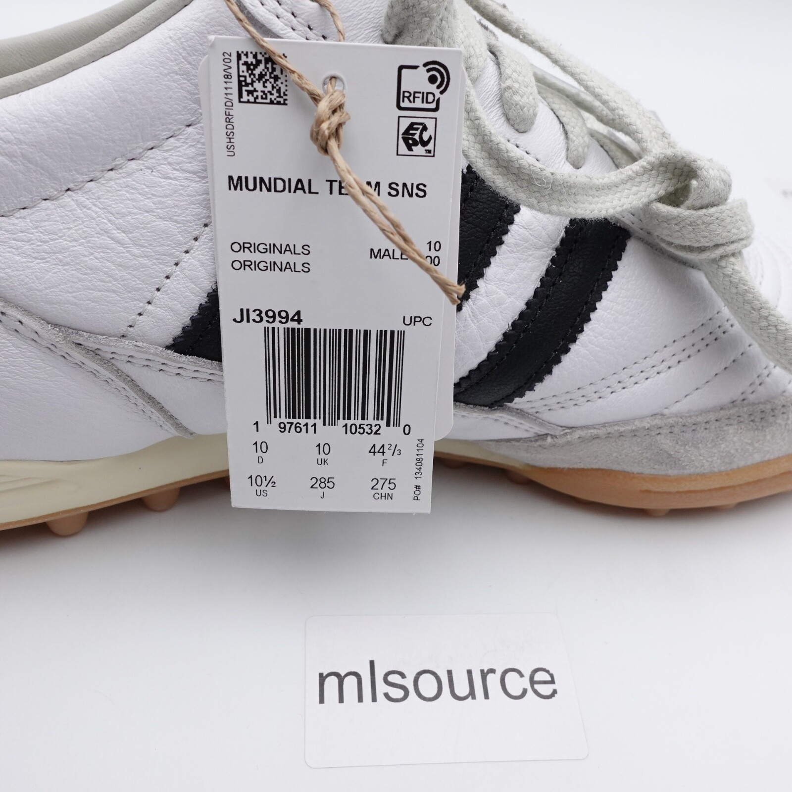 Size 10.5 Men's adidas Mundial Team Leather Soccer Turf Shoes JI3994 White/Black