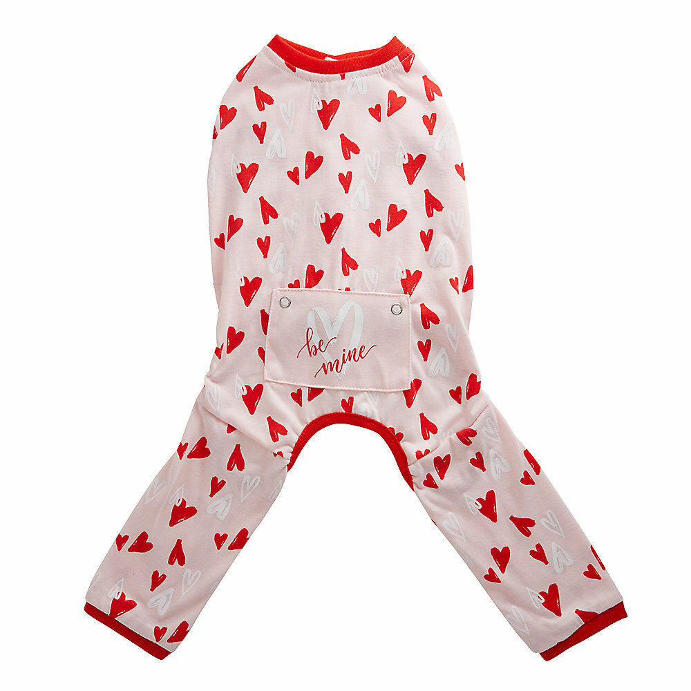 top paws Dog Valentine's Day one piece pajamas "Be Mine" Red hearts size x-small