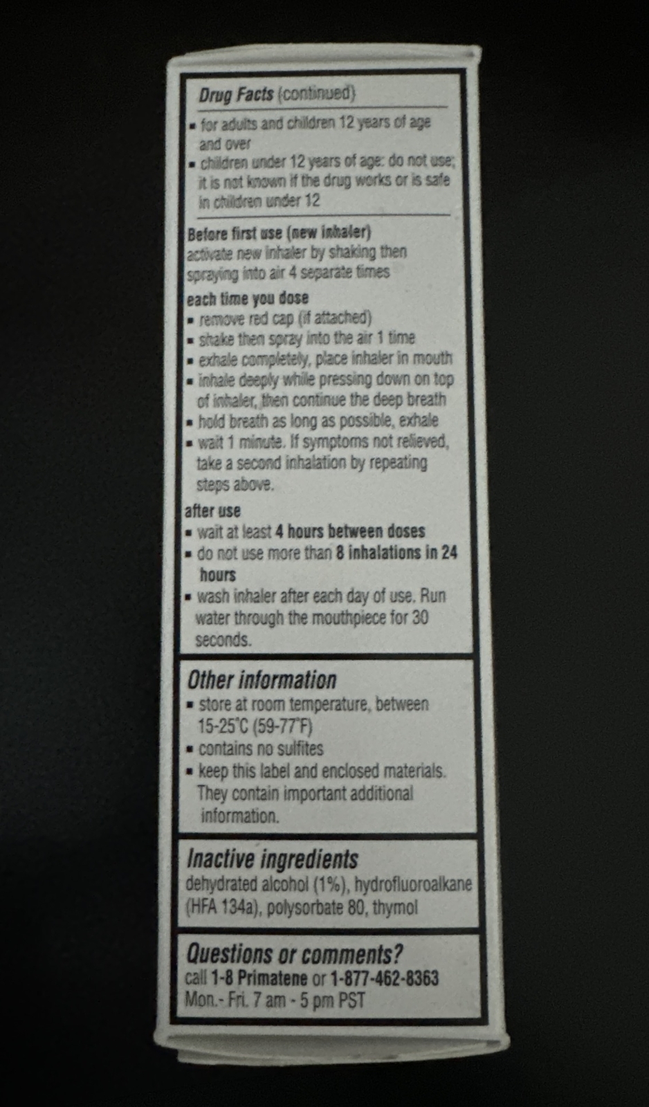 Primatene Mist Epinephrine Inhalation Aerosol 160 Sprays EXP 01/2026