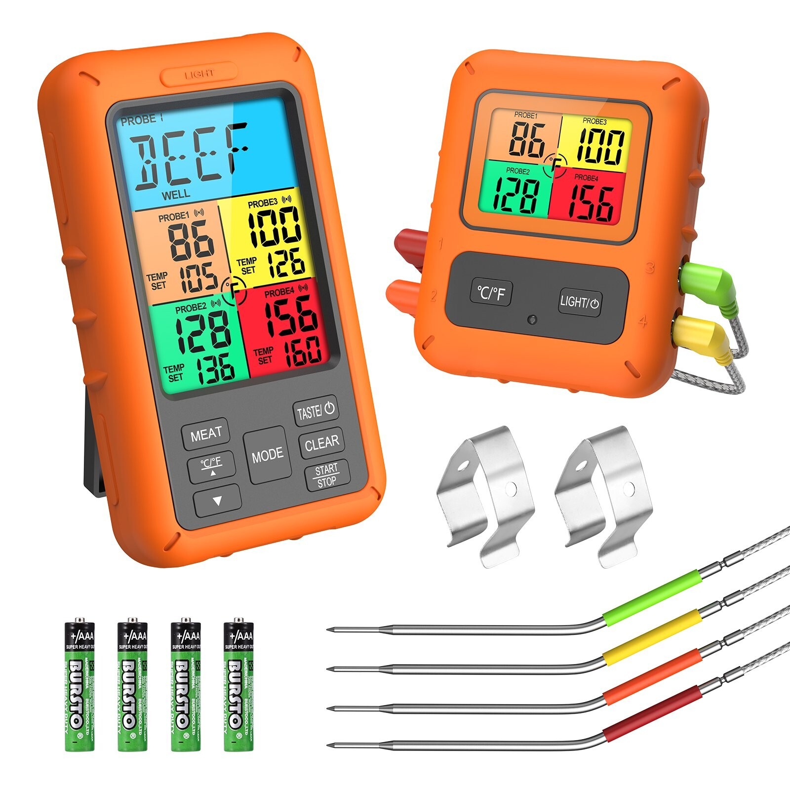 Smart Wireless Meat Thermometer w/ 4 Probes for BBQ Grilling Baking Barbecue