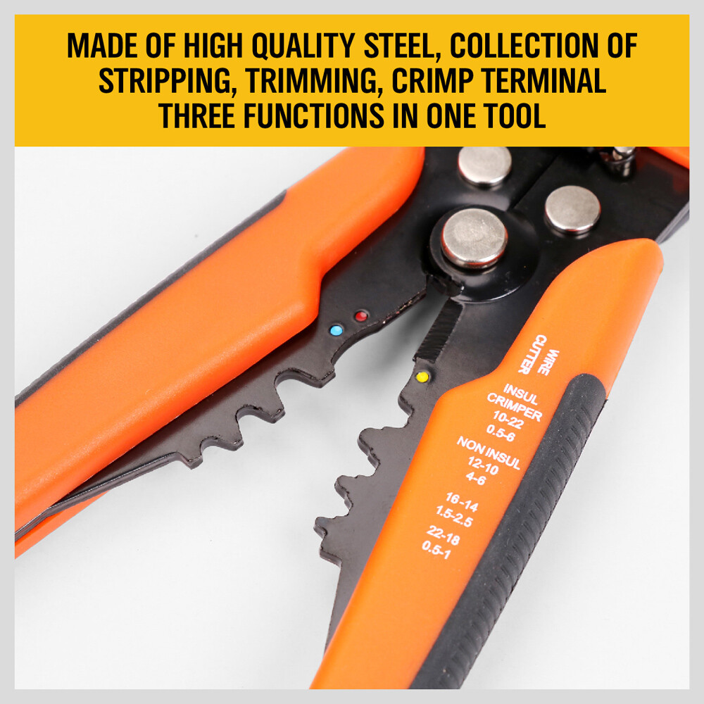 Self Adjusting Insulation Wire Stripper Cutter Crimper Cable Stripping Tools 8"