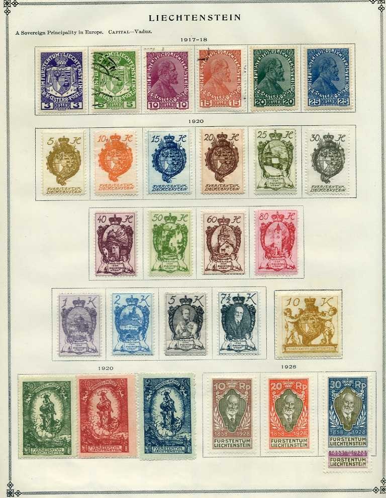 Liechtenstein Collection on Complete Scott International Pages, Scott $880+