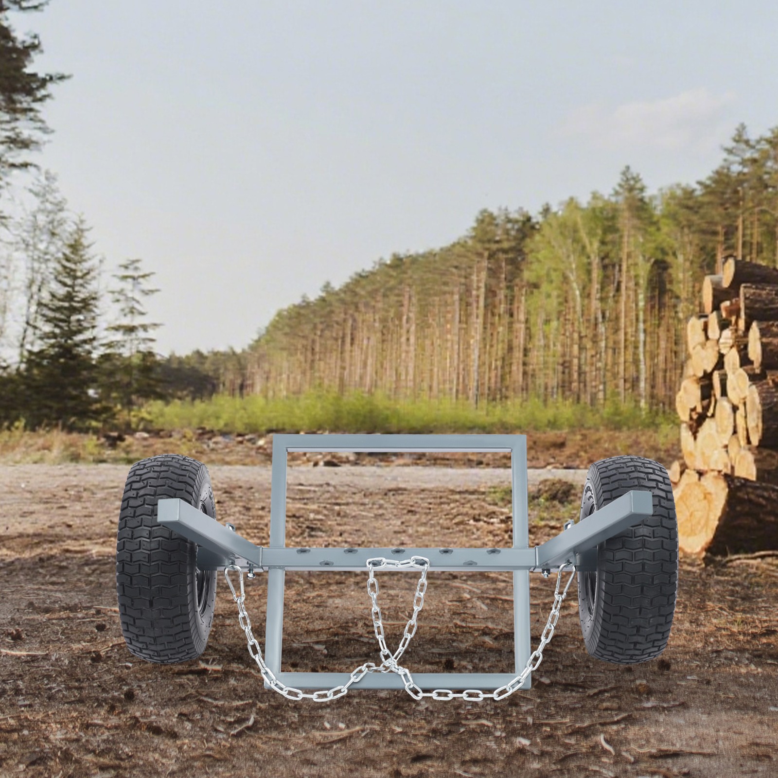 1500 LBS Capacity Log Skidder Heavy Duty Log Holder, Log Dolly with Chain Grey