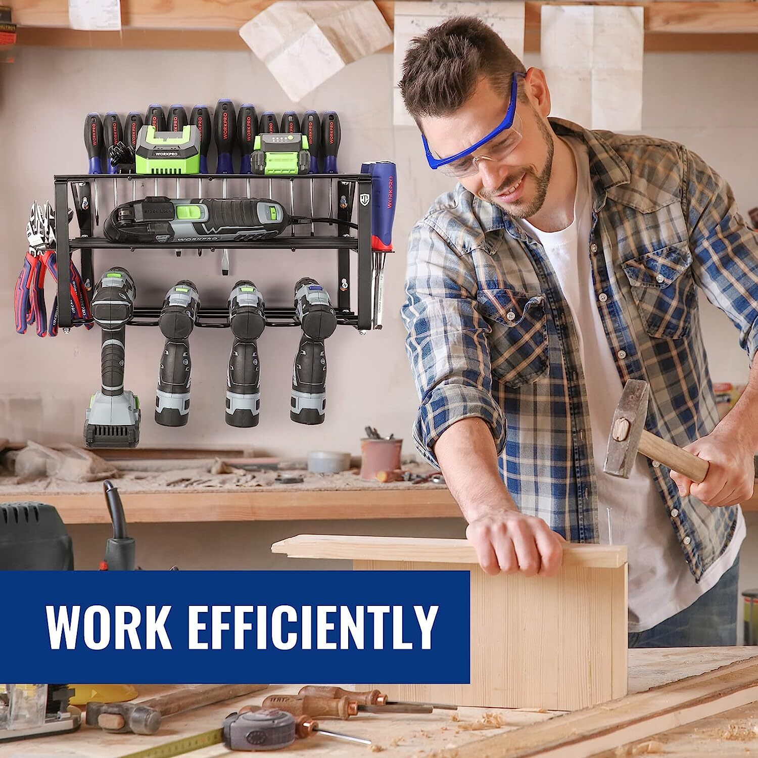 Power Tool Organizer Wall Mounted Power Tool Rack for Cordless Drill Storage