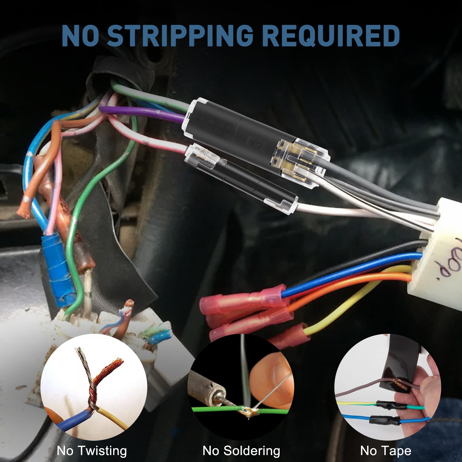 80pcs 1-Pin & 2-Pin Wire Plug-in Connector Cable Clamp Locking Buckle AWG 16-22