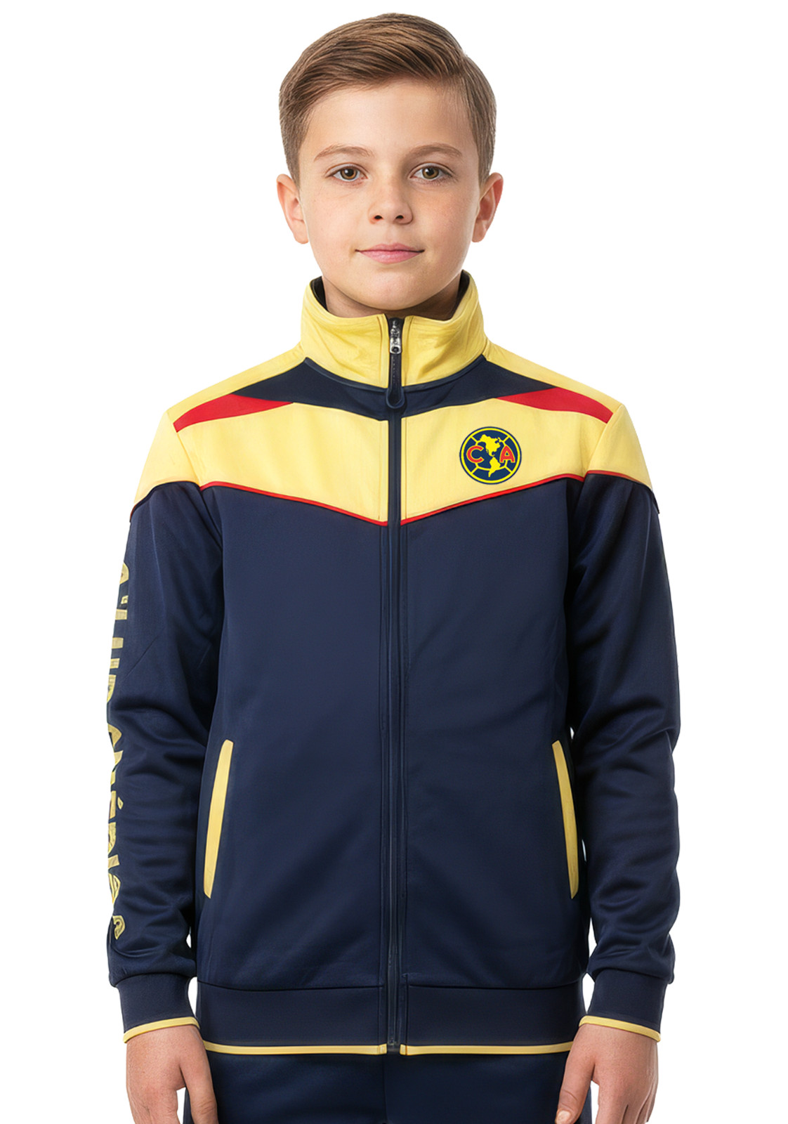 Icon Sports Club America Track Jacket Navy Yellow - Officially Licensed