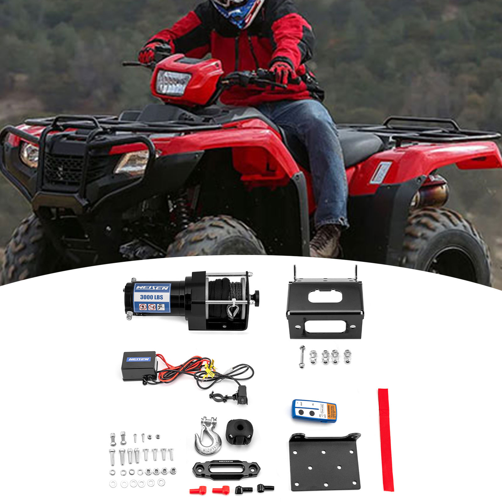 Electric Winch Mount 2014-2025 For Honda Foreman Rubicon TRX500 TRX520 3000 LBS