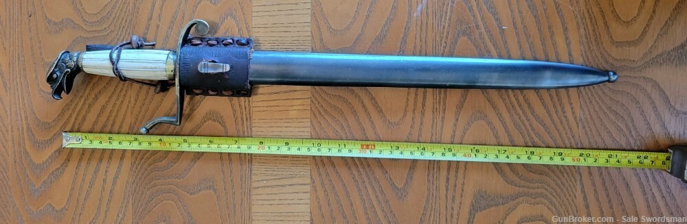 Modified Eagle Head Bowie Knife with Scabbard and Frog Used