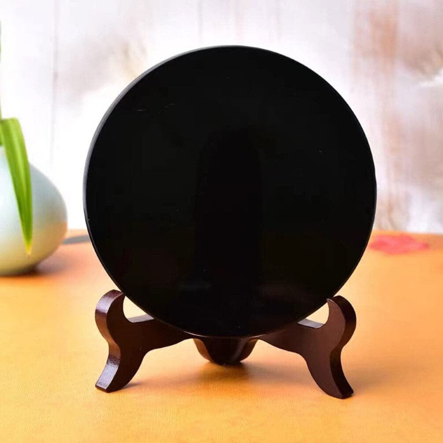 Garneck Obsidian Scrying Mirror Small Black Obsidian Disc for Meditation Divi...
