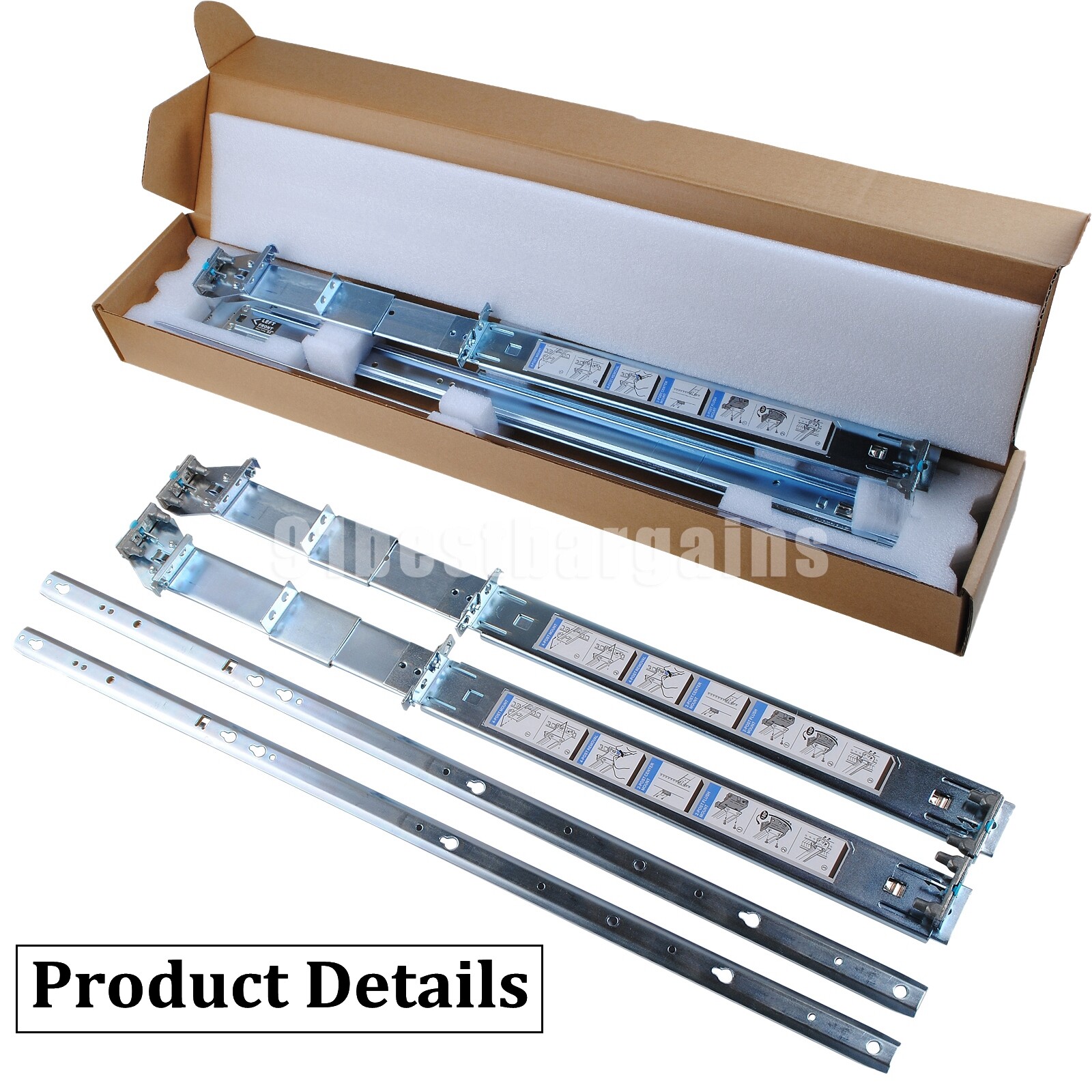 Dell R510 R520 R530 R720 R730 R820 R740 R740XD Post Rack 2U Static Rails 0H872R