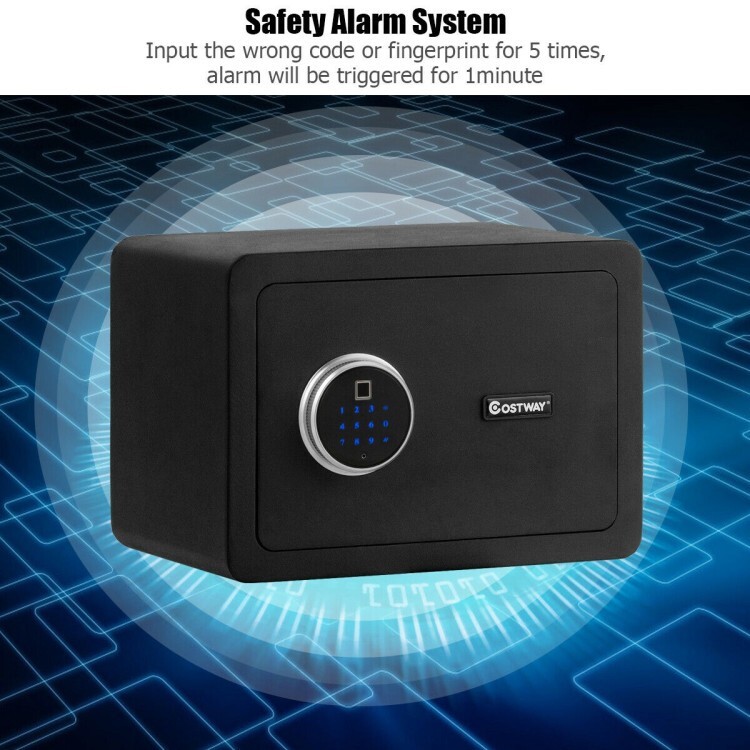 Fingerprint Safe Box Digital Home Office Security w/LED Light Cash Jewelry Black