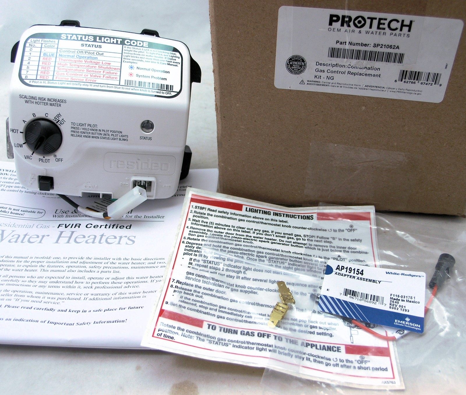 Rheem PROTECH Natural Gas Control Thermostat Replacement Kit SP21062A