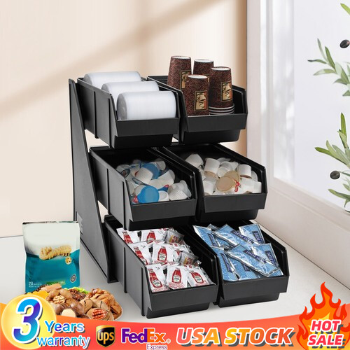 3 Tiers Compact Wooden Coffee Station Organizer for Counter，Condiment Organizer