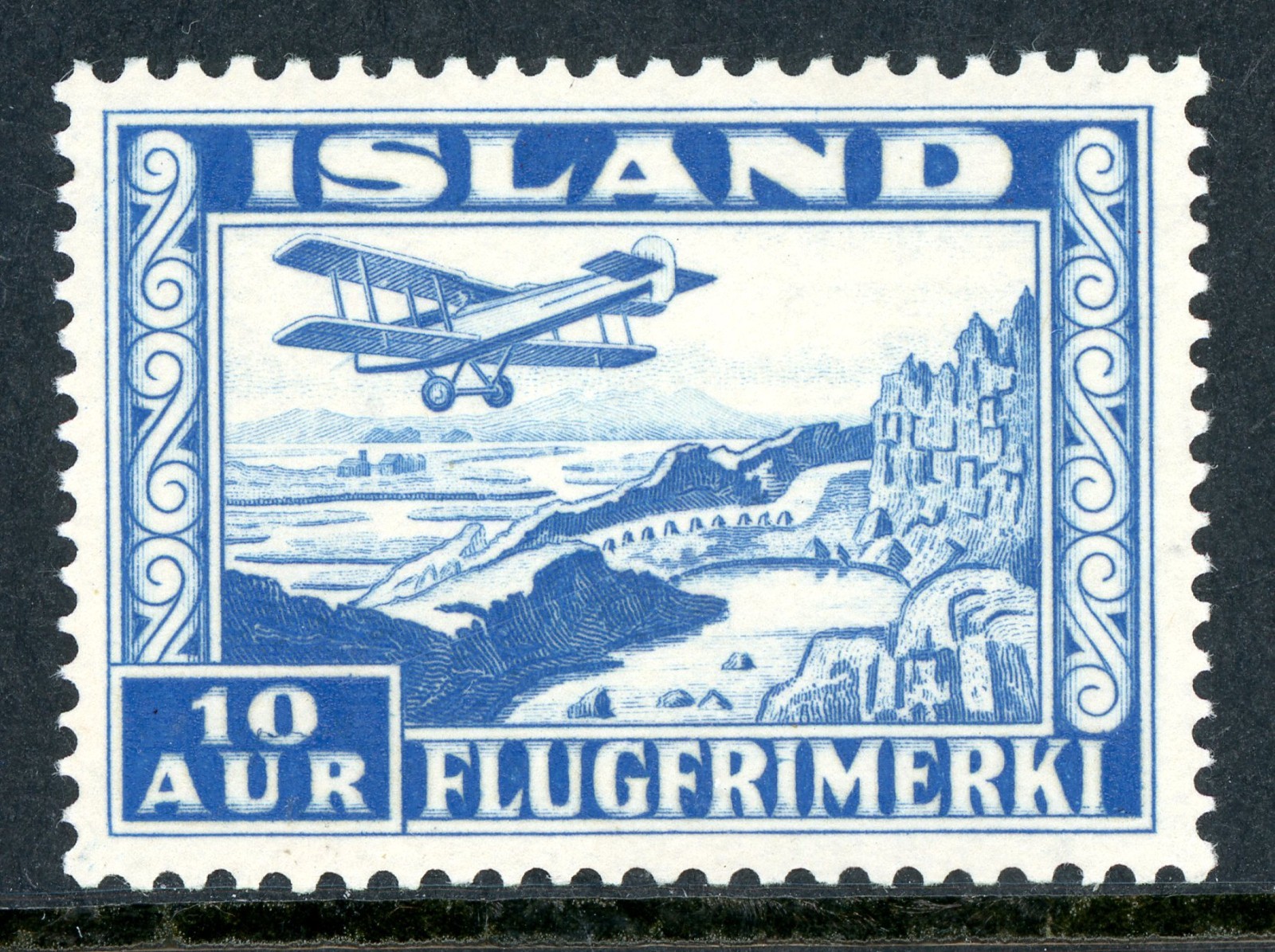 Iceland 1934 Airmail 10a Blue Scott #C15 Mint Non Hinged T112
