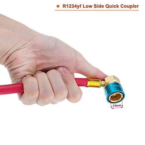 R1234YF U-Charge Hose with Gauge Set, 1234yf Recharge Kit with 1/2 LH Can
