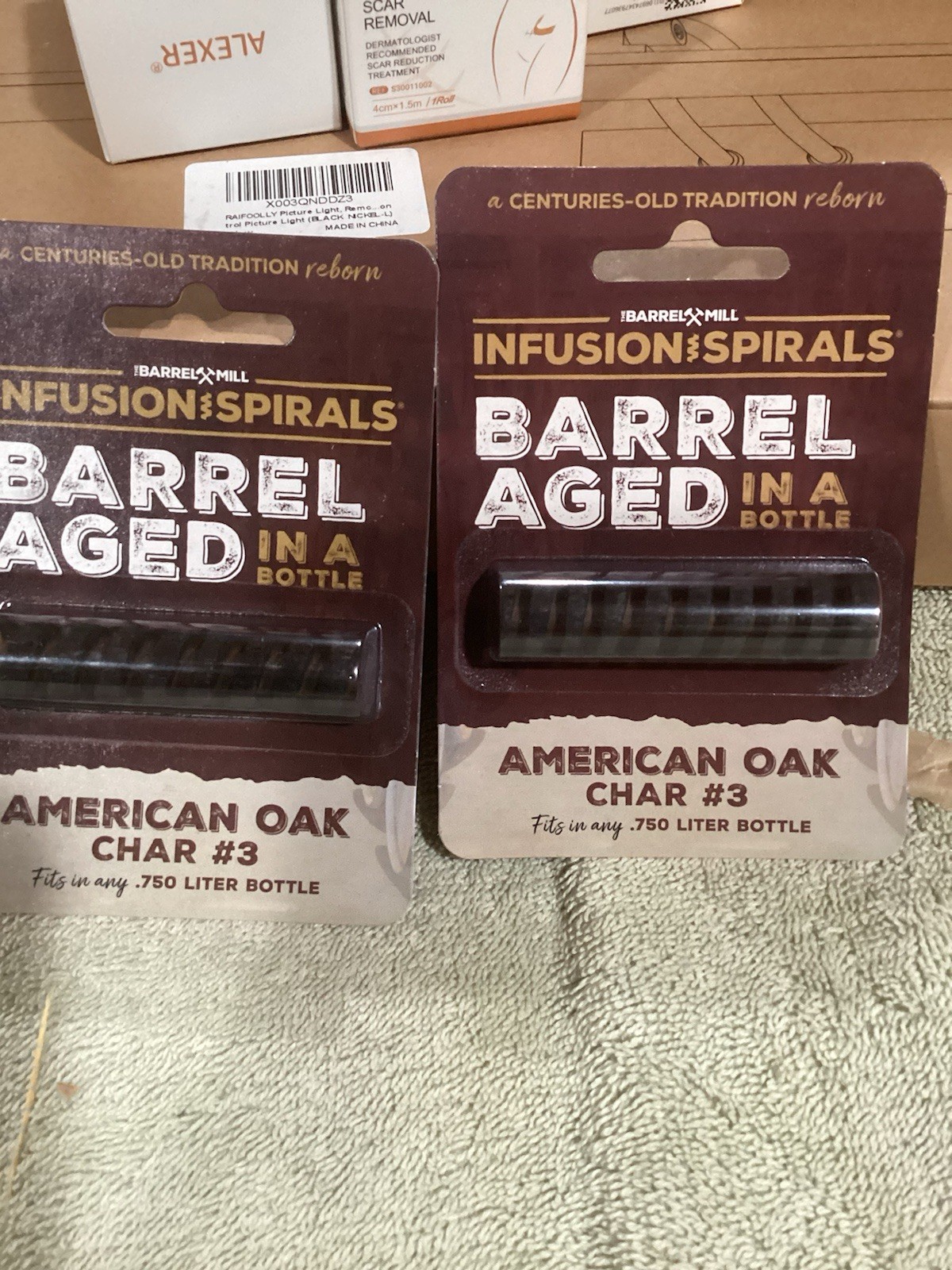 Whiskey Barrel Mill Oak Infusion Bottle Spirals, American Oak Char #3 Lot Of 2