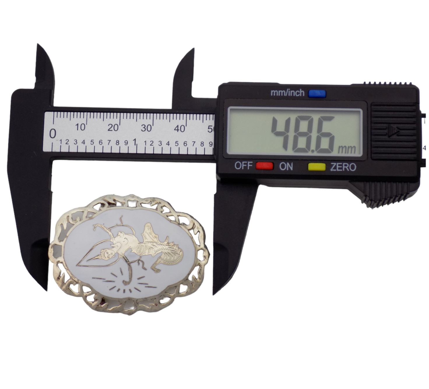 ESTATE SIAM STERLING & WHITE ENAMEL DANCER BROOCH 7.9GR #1857